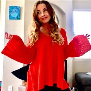 Free People Parisian Nights Orange Bell Sleeve XS